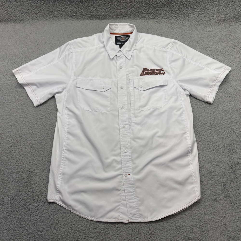 Harley-Davidson 99015-15VM Mens Size Large White S/S Stay Cool Performance Shirt